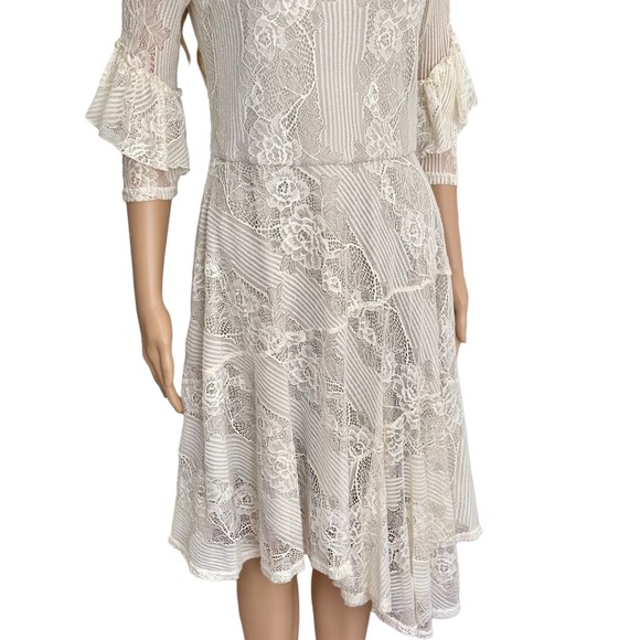 Joyfolie Mia Joy Marabel Dress Lace Asymmetrical hem boho Cream White Medium - Picture 3 of 12